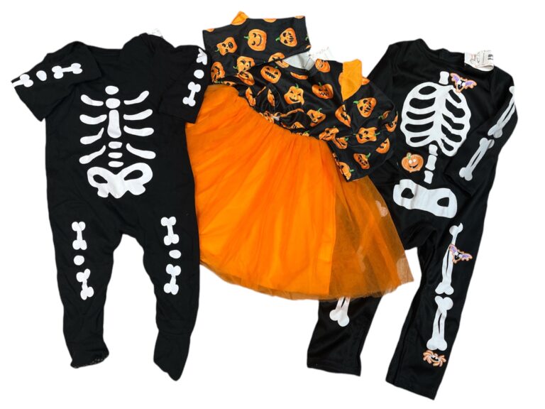 Tanie przebranie na Halloween z lumpeksu w Ciucholand Nowy Wejherowo i Ciucholand Gdynia – Stroje szkieleta i dyni, które zachwycą najmłodszych! Lokalizacje: Wejherowo, ul. 10 lutego 15 oraz Gdynia, ul. Chwaszczyńska 21.