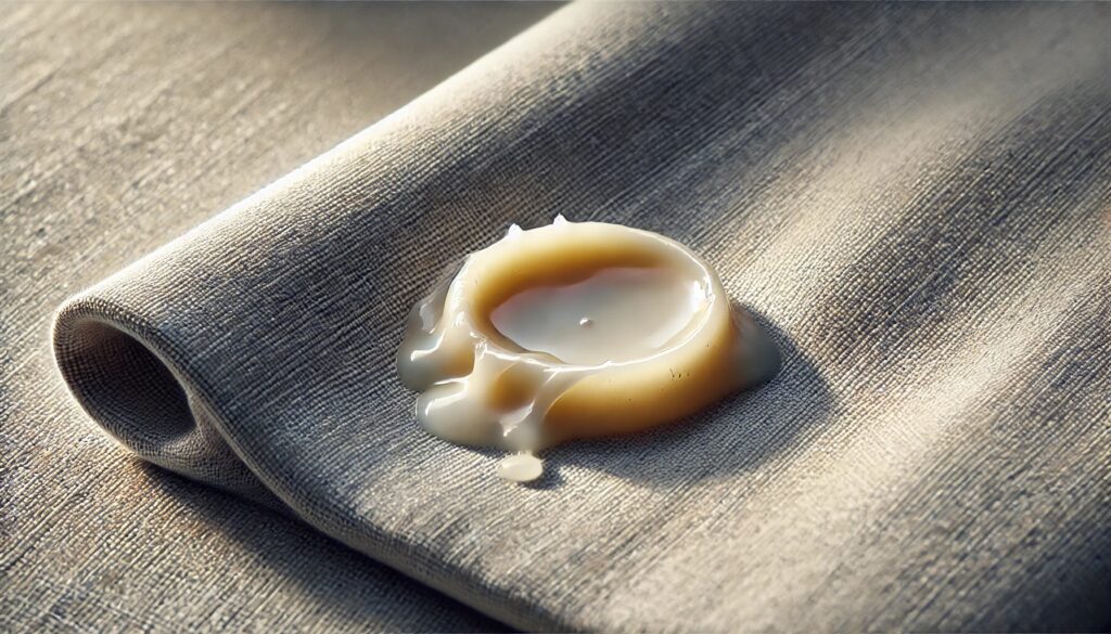 Jak pozbyć się wosku z ubrania – plama wosku na tkaninie gotowa do usunięcia