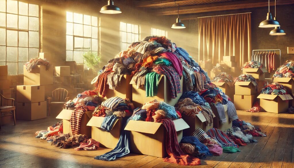 Markowa odzież używana hurt – duże ilości ubrań w magazynie