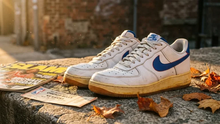 Vintage buty Nike z lat 90. na kamiennym murze